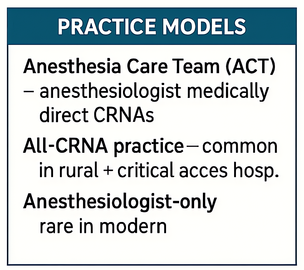 Anesthesia practice models: care team, all-CRNA, and anesthesiologist-only staffing